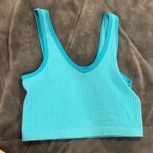 Turquoise Ribbed Crop Top